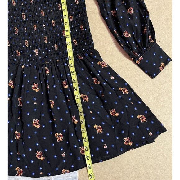 Free People Mini Dress Medium  Black Blue Long Sleeves - Picture 12 of 13